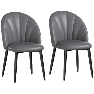 HOMCOM Set 2 Sedie in Pelle PU Schienale a Conchiglia Grigio