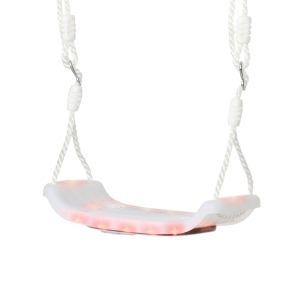 Outsunny Altalena per Bambini 9-36 Mesi in PP e PE con Corda Regolabile e Luci LED, 39x16.5x120-180 cm, Bianco