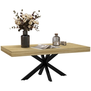 HOMCOM Tavolino da Caffè Stile Industriale in Legno e Acciaio, 110x60x45 cm, Nero e color Legno