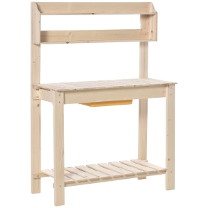Outsunny Potting Bench Wooden Workstation w/ Storage Natural