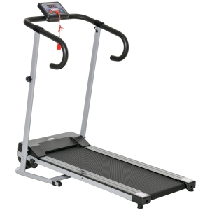 HOMCOM Tapis Roulant Pieghevole con Inclinazione, Tapis Roulant Elettrico Portatile con Schermo LCD, Velocità 1-10 km/h, Ruote, Impugnatura, per Home, Casa e Ufficio, Nero