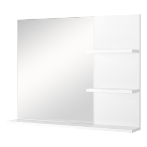 kleankin Mobiletto Pensile Bagno 60 x 10 x 48cm, con Specchio e 3 Ripiani, Armadietto a Parete in MDF Bianco