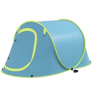 Outsunny Tente de camping 2-3 personnes étanche 2000 mm avec sac de transport pour la randonnée 245x148x105 cm Bleu