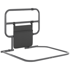 HOMCOM Barandilla de Cama Adulto Asidero para la Cama Plegable con Bolsillo de Almacenamiento 61x66x55 cm Gris