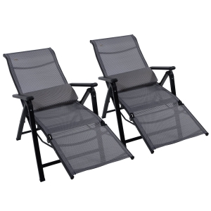 Outsunny Sdraio da Giardino Zero Gravity Set 2 Pz, Regolabile su 9 Livelli, con Cuscini, 65x70x111cm, Grigio