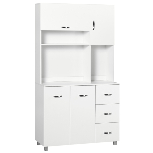 HOMCOM Buffet Cuisine Blanc Multi-Rangements MDF - 100x39x183cm