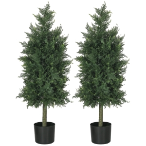 HOMCOM Lot de 2 Plantes Artificielles Cèdre avec Pot 90 cm