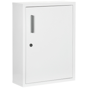 kleankin Armoire à pharmacie 2 étagères 3 niveaux avec porte verrouillable 2 clés 40 x 15 x 53,5 cm blanc
