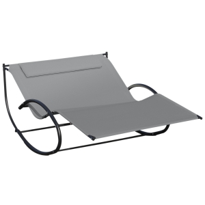 Outsunny Double Sun Lounger Rocking Daybed for Two Grey