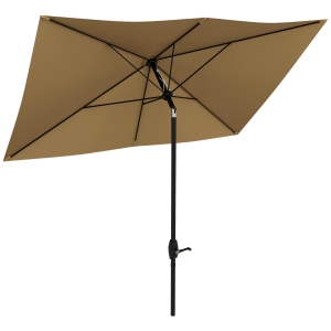Outsunny Garden Parasol Umbrella Brown 2x3m Rectangular