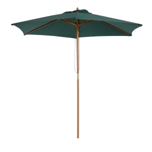 Outsunny Ombrellone da Giardino 2.5x2.3m a 6 Stecche, in Legno e Poliestere, Verde Scuro
