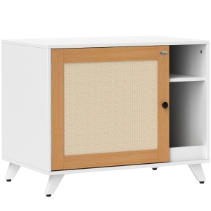 PawHut Móvel Caixa de Areia para Gatos Caixa de Areia para Gatos com Porta Tapete para Arranhar e Compartimento 77x50x63 cm Branco