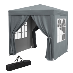 Outsunny Tonnelle Pliante 2x2m avec Parois et Sac, Gris