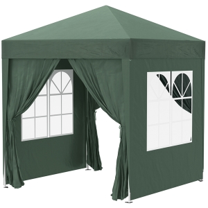 Outsunny Tente Pliante 2x2m Barnum Vert Foncé avec Parois Amovibles