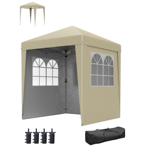 Outsunny Barnum Pliant Beige UV30+ 3 Parois Réglable