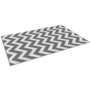 Outsunny Tappeto da Esterno Reversibile con Fantasia Geometrica, 121x182 cm, Grigio e Bianco