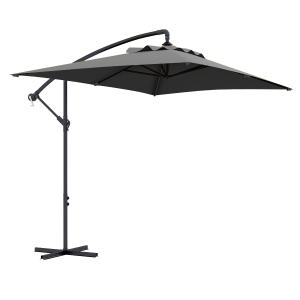 Outsunny Chapéu de Sol Excêntrico 294x193 cm Chapéu de Sol de Jardim com Base Cruzada e Manivela Impermeavel Proteção UV Cinza Escuro