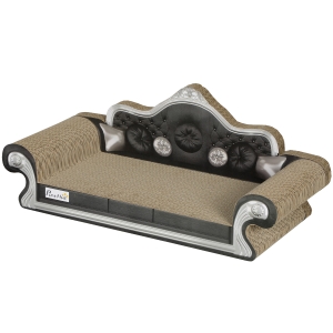 PawHut Sofá Arranhador para Gatos Arranhador para Gatos em Forma de Sofá com Erva para Gatos para Interior 56,5x24x26 cm Marrom