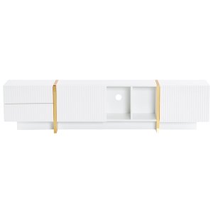 Modern TV Stand with Storage Cabinet for 85-Inch TV, White+Gold