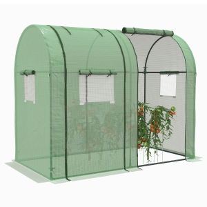 Outsunny Invernadero Resistente con 4 Ventanas 2 Puertas con Cremallera Anti-UV para Cultivo de Plantas 185x94x150 cm Verde
