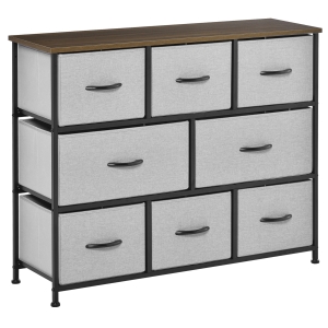 HOMCOM Chiffonnier 8 Tiroirs Tissu Gris 100x30x78,5cm