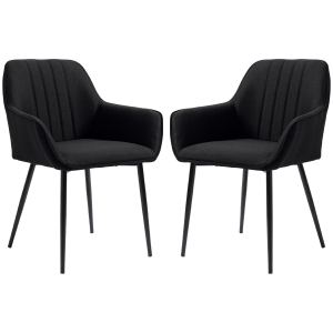 HOMCOM Chaises de Salle à Manger Chaises de Visiteur Design scandinave - Lot de 2 chaises - Pieds effilés métal Noir