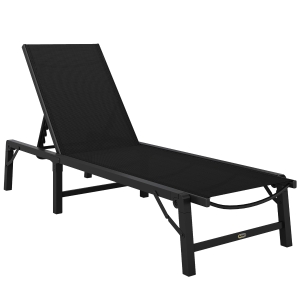 Outsunny Folding Sun Lounger 5-Position Steel Black