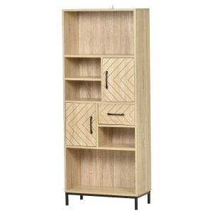 HOMCOM Buffet Haut Cuisine Bois/Métal Chêne Clair/Noir