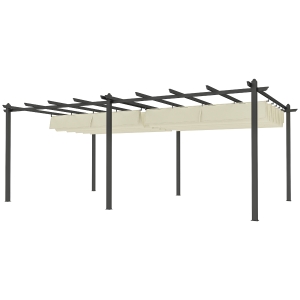 Outsunny Pergola rétractable 3,5 x 6 m pergola pour terrasse structure en aluminium + toile polyester - beige