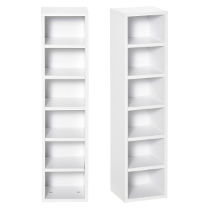 HOMCOM Libreria Scaffale porta CD set 2 Pezzi a 12 Ripiani in Legno, 21x19.2x88.3 cm, Bianco