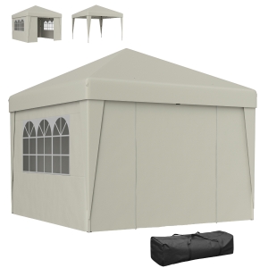 Outsunny Tonnelle Pliante 3x3m Anti-UV avec Parois et Sac Crème