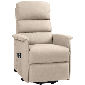HOMCOM Fauteuil releveur inclinable avec repose-pied fonction massage et chaleur télécommande pochette beige chiné
