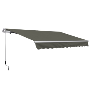 Outsunny Markise Manuel retraktierbarer Neigungswinkel Aluminium Polyester wasserfest 3,5 m Länge x 2,5 m Breite Grau