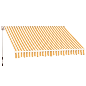 Outsunny Manueller ausziehbarer Markisenstore 295 x 245 cm für Terrasse mit Kurbel, einstellbarer Winkel 45°-85°, aus Aluminium und Polyester 280 g/m², Terrassenmarkise, Balkon, Hof, orange