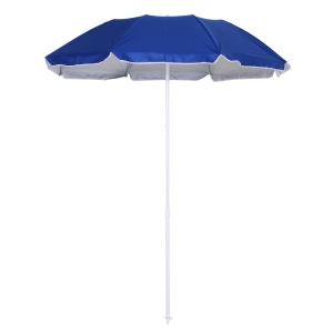 Outsunny Strandsonnenschirm neigbar achteckig Ø 160 cm Polyesterstoff mit hoher Dichte UV-Schutz abnehmbarer Mast Transporttasche inklusive blau