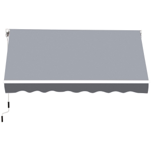 Outsunny Manuell ausziehbare Markise dim. 2,5B x 2T (Ausladung) m einstellbare Neigung Markise aus Alu. wasserdichtes hochdichtes Polyester Grau