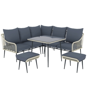 Garden Sofa Set 117W x 70D x 77H cm Light Grey