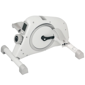 SPORTNOW Mini Entraîneur Domestique, Pédaliers Sous le Bureau, Exercices pour les Bras et les Jambes, 8 Niveaux de Résistance, Acier, Blanc