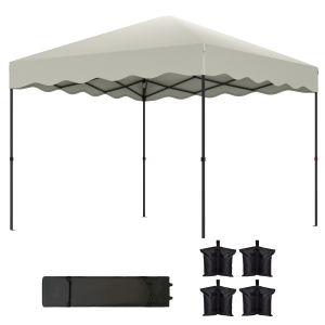 Outsunny Pavillon Pop-Up 3x3m Crème Réglable avec Sac Roulettes