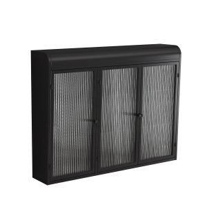 Armoire murale à 3 portes en verre avec design voûté, Noir