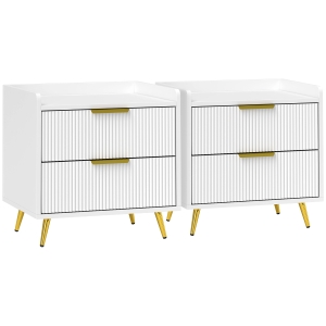 HOMCOM Bedside Table Set 2-Drawer White
