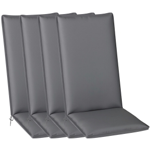 Outsunny Lot de 4 coussins de chaise extérieur avec attaches et bande réglable, anti-décoloration UPF50+, 124x50x5cm, gris