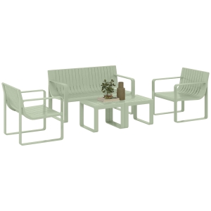 Outsunny Set da Giardino 5pz con Divano Poltrone e Tavoli Verde