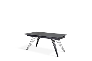 E-STYLO Tavolo allungabile con top e allunghe in ceramica e 4 gambe radiali in metallo, 90x160/240x76cm, grigio vintage, nero opaco
