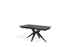 E-STYLO Tavolo allungabile con top e allunghe in ceramica, 4 gambe a stella in metallo, 90x160/240x76cm, grigio vintage, nero opaco