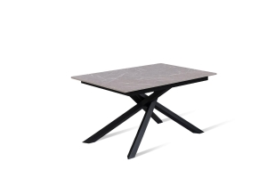 E-STYLO Tavolo allungabile con top e allunghe in melaminico, base in metallo, 90x140/190x76cm, marmo antracite, nero