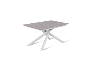 E-STYLO Tavolo allungabile con top e allunghe in melaminico e base in metallo, 90x140/190x76cm, marmo antracite, bianco