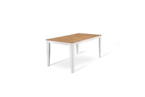 E-STYLO Tavolo allungabile con top e allunghe in melaminico rovere, base in metallo bianco, 80x130/290x76cm, rovere, bianco