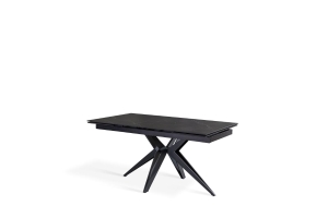 E-STYLO Tavolo allungabile con top e allunghe in ceramica marmo nero, 4 gambe a stella in metallo, 90x160/240x76cm, marmo nero, nero opaco