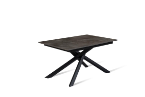E-STYLO Tavolo allungabile con top e allunghe in melaminico e base in metallo, 90x140/190x76cm, cemento grigio, nero